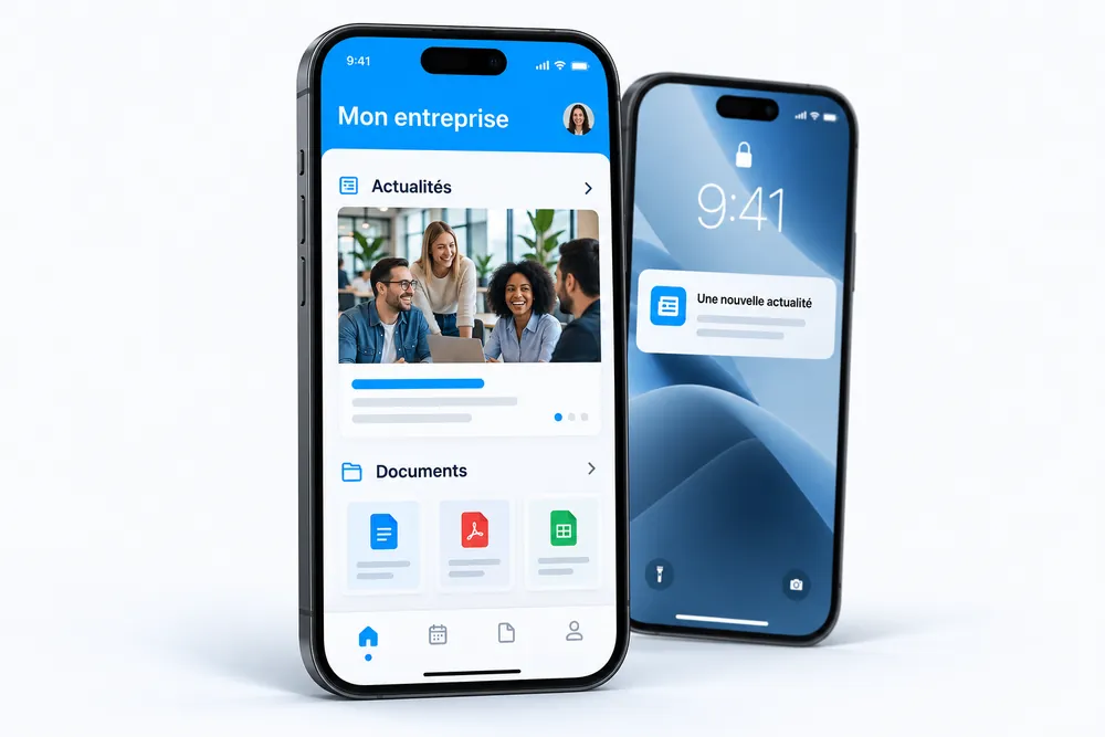 Application mobile collaborateur avec actualités, documents et notification